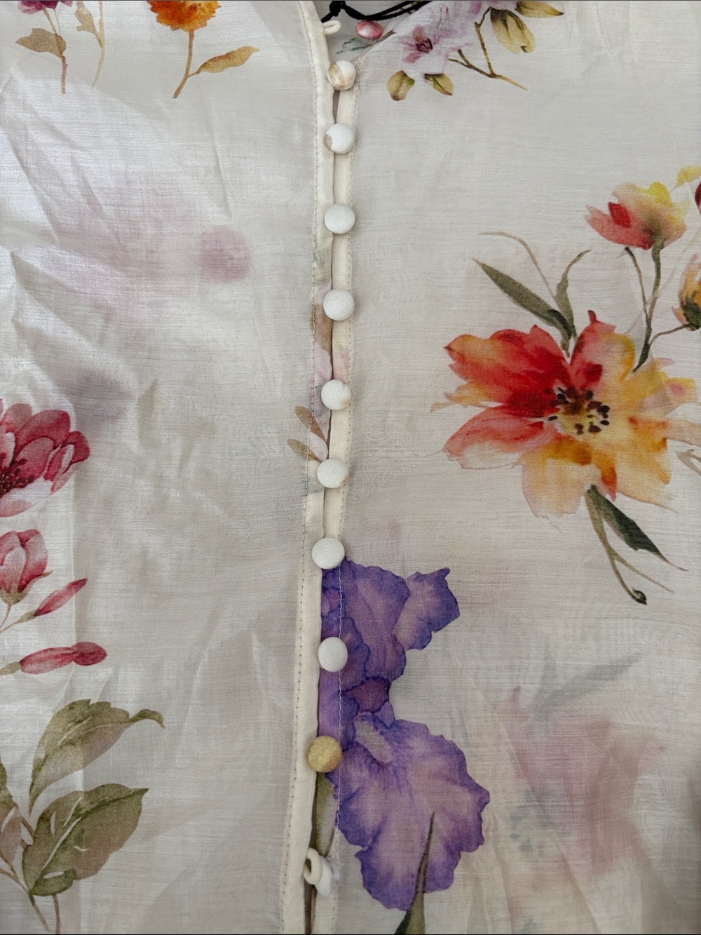 Bailey 44 White Sheer Floral Button-Front Blouse - Picture 3 of 6